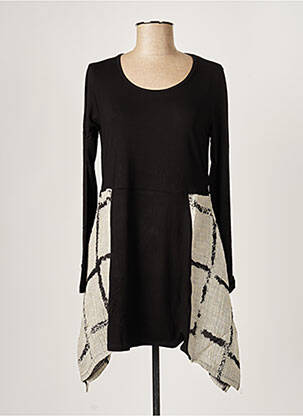 Robe mi-longue imprimé fantaisie manches longues noir G!OZE femme