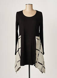 Robe mi-longue imprimé fantaisie manches longues noir G!OZE femme