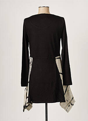 Robe mi-longue imprimé fantaisie manches longues noir G!OZE femme