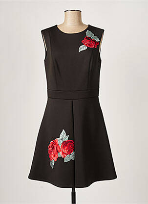 Robe mi-longue imprimé fleurs sans manche noir PAUL BRIAL femme