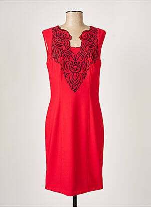 Robe mi-longue imprimé fleurs sans manche rouge PAUL BRIAL femme