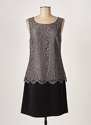 Robe mi-longue imprimé fleurs sans manche gris PAUL BRIAL femme