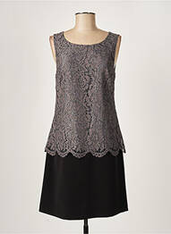 Robe mi-longue imprimé fleurs sans manche gris PAUL BRIAL femme