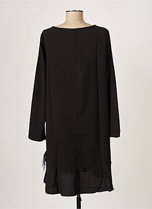 Robe mi-longue tissage crêpe manches longues noir G!OZE femme