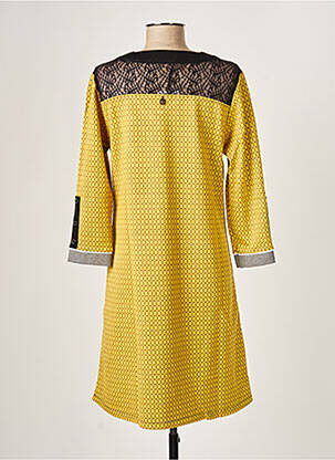Robe mi-longue manches 3/4 manches 3/4 jaune MALOKA femme