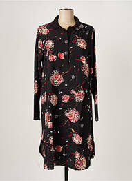 Robe mi-longue imprimé fleurs manches longues noir G!OZE femme