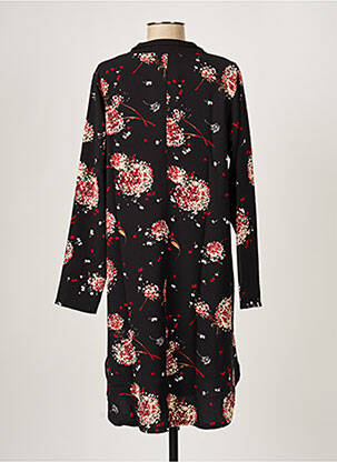 Robe mi-longue imprimé fleurs manches longues noir G!OZE femme
