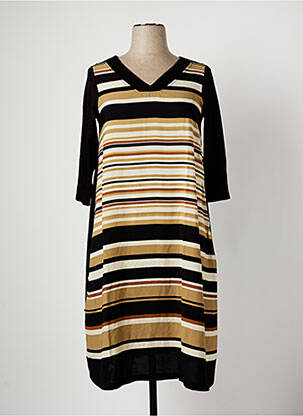 Robe mi-longue manches 3/4 manches 3/4 marron G!OZE femme