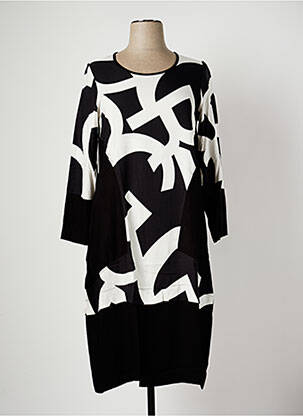 Robe mi-longue imprimé fantaisie manches longues noir G!OZE femme