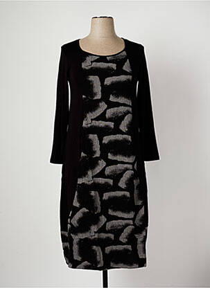 Robe mi-longue manches longues manches longues noir G!OZE femme