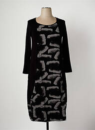 Robe mi-longue manches longues manches longues noir G!OZE femme