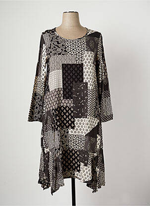 Robe mi-longue coupe évasée manches longues gris G!OZE femme