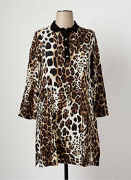 Robe mi-longue manches longues manches longues marron G!OZE femme
