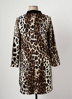 Robe mi-longue manches longues manches longues marron G!OZE femme