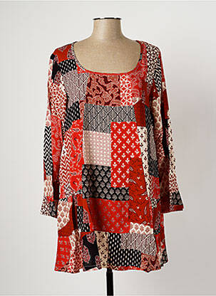 Robe courte coupe évasée manches longues rouge G!OZE femme