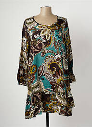 Robe mi-longue imprimé fantaisie manches longues marron G!OZE femme