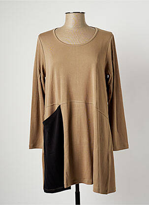 Robe courte coupe évasée manches longues marron G!OZE femme