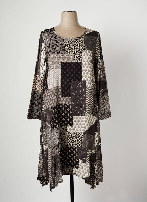 Robe mi-longue coupe évasée manches longues gris G!OZE femme
