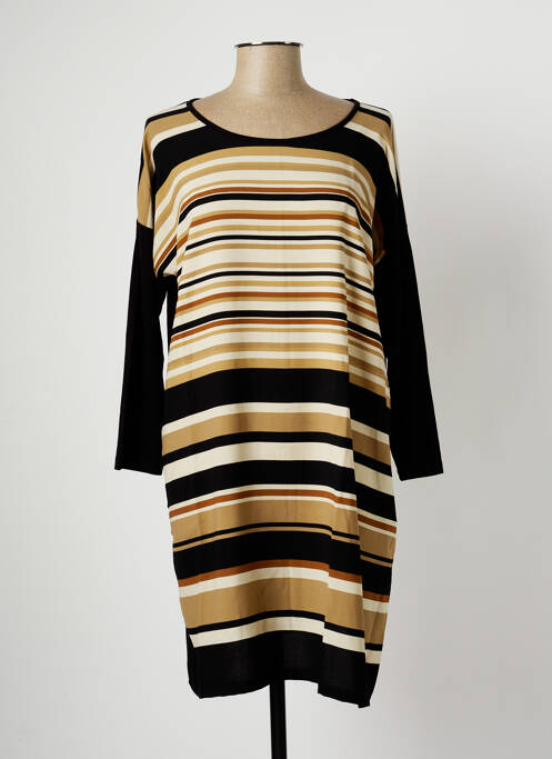 Robe mi-longue manches longues manches longues marron G!OZE femme