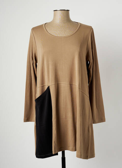 Robe courte coupe évasée manches longues marron G!OZE femme