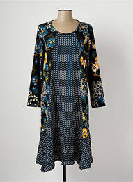 Robe mi-longue imprimé fleurs manches longues bleu G!OZE femme