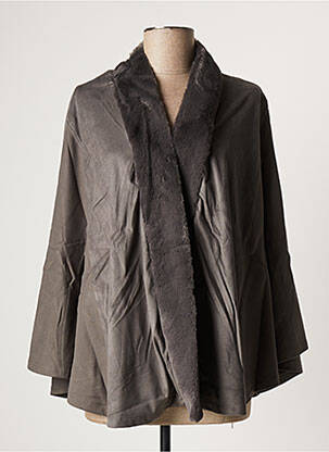 Gilet manches longues col châle gris MALOKA femme