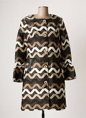 Manteau long coupe cintrée sans capuche marron PAUL BRIAL femme