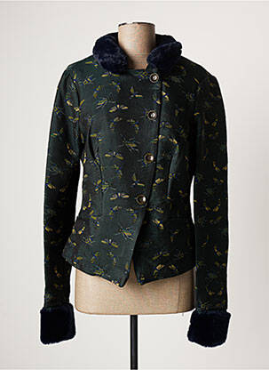 Veste casual col rond vert PAUL BRIAL femme