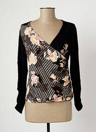 T-shirt col v manches 3/4 noir PAUL BRIAL femme
