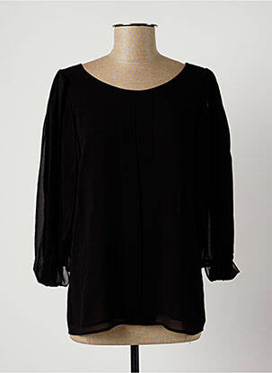 Blouse légère et transparente manches 3/4 noir PAUL BRIAL femme