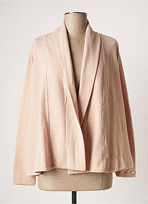 Gilet manches longues col rond beige MALOKA femme