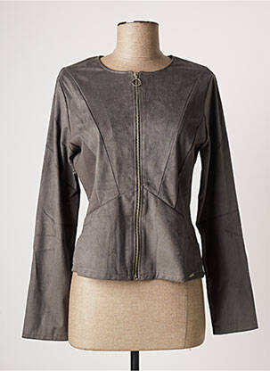 Veste casual col rond gris MALOKA femme