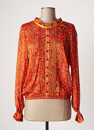 Chemisier imprimé fleurs manches longues orange PAUL BRIAL femme
