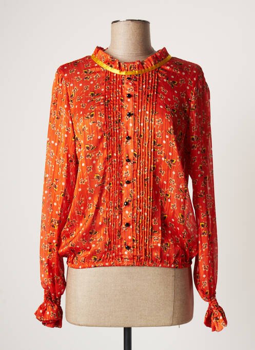 Chemisier imprimé fleurs manches longues orange PAUL BRIAL femme