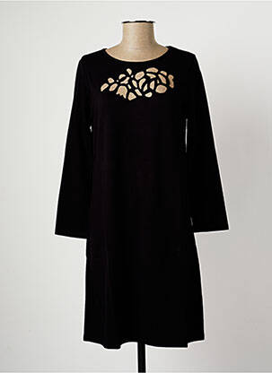 Robe mi-longue manches longues manches longues noir MALOKA femme
