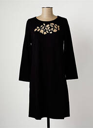 Robe mi-longue manches longues manches longues noir MALOKA femme