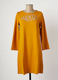 Robe mi-longue manches longues manches longues jaune MALOKA femme