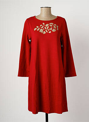 Robe mi-longue manches longues manches longues rouge MALOKA femme