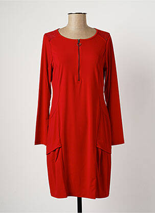 Robe mi-longue manches longues manches longues rouge MALOKA femme
