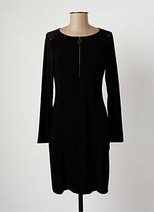 Robe mi-longue manches longues manches longues noir MALOKA femme