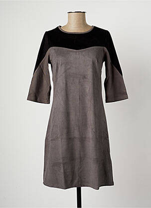 Robe mi-longue manches 3/4 manches 3/4 noir MALOKA femme