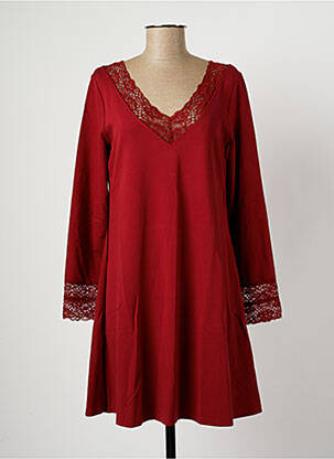 Robe mi-longue manches longues manches longues rouge MALOKA femme