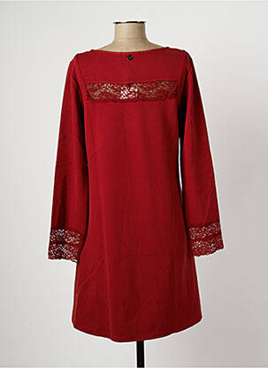 Robe mi-longue manches longues manches longues rouge MALOKA femme