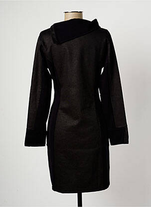 Robe mi-longue manches longues manches longues noir MALOKA femme