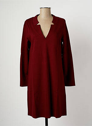 Robe mi-longue manches longues manches longues rouge MALOKA femme