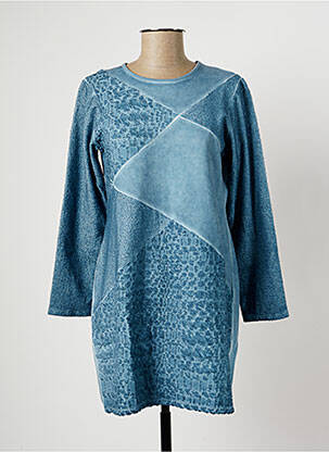 Robe courte manches longues manches longues bleu MALOKA femme
