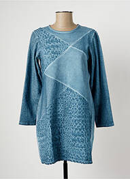 Robe courte manches longues manches longues bleu MALOKA femme