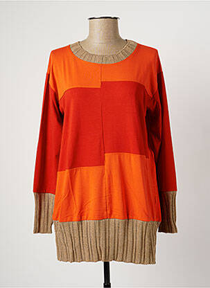 Tunique manches longues col rond orange MALOKA femme