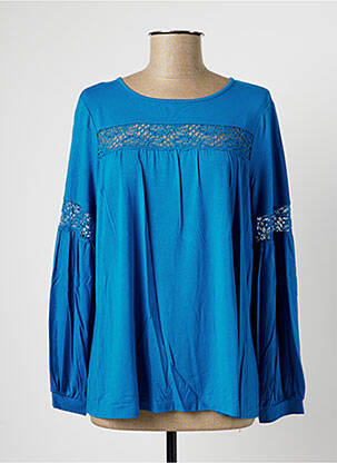 Blouse col rond manches longues bleu MALOKA femme