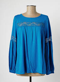 Blouse col rond manches longues bleu MALOKA femme